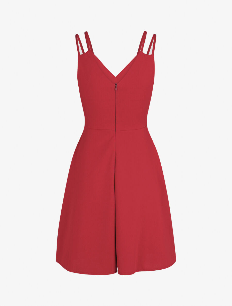 Robe droite à empiècement métal - Rouge - 2