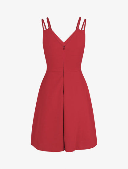 Robe droite à empiècement métal - Rouge - 2