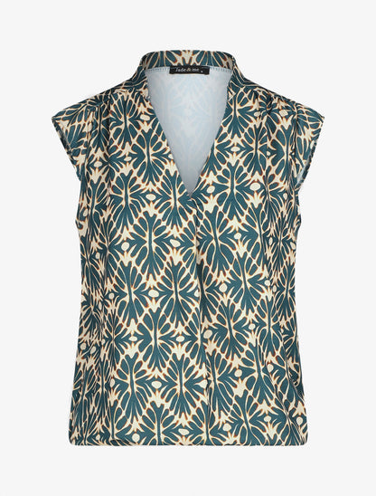Top sans manches imprimé mosaïque - Bleu canard - 7