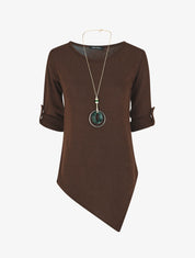 Pull droit asymétrique - Marron - 4