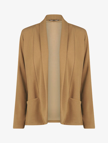 Blazer fin uni coupe droite - Camel - 4
