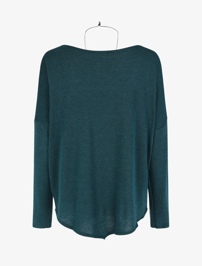 Pull droit uni bords asymétriques - Bleu canard - 2