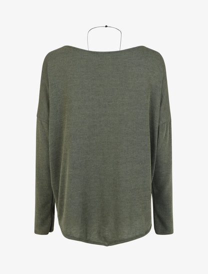 Pull droit uni bords asymétriques - Kaki - 2
