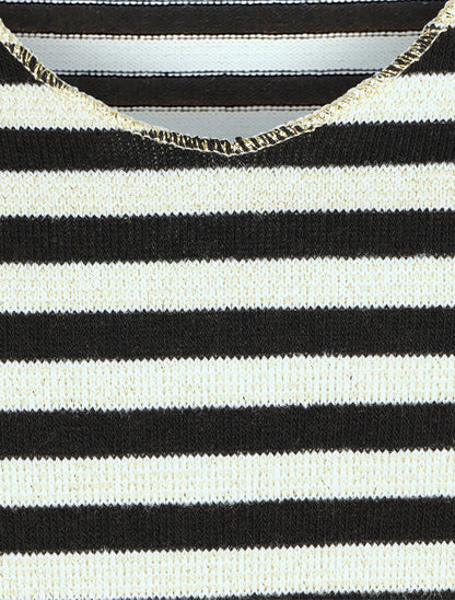 Pull rayé droit irisé - Noir - 3
