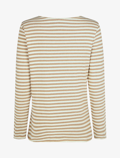 Pull rayé droit irisé - Camel - 2