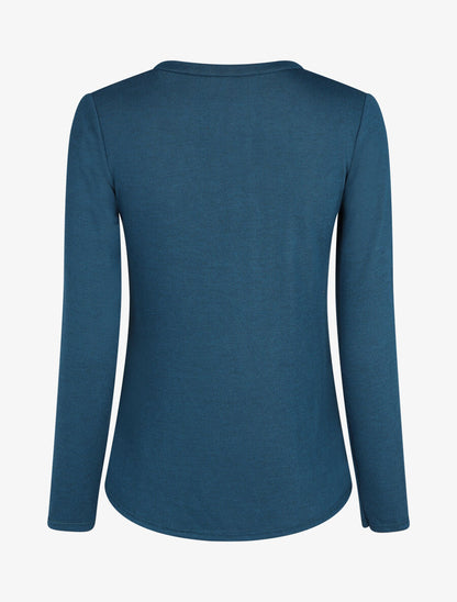Pull droit bicolore à bords asymétrique - Bleu canard - 2