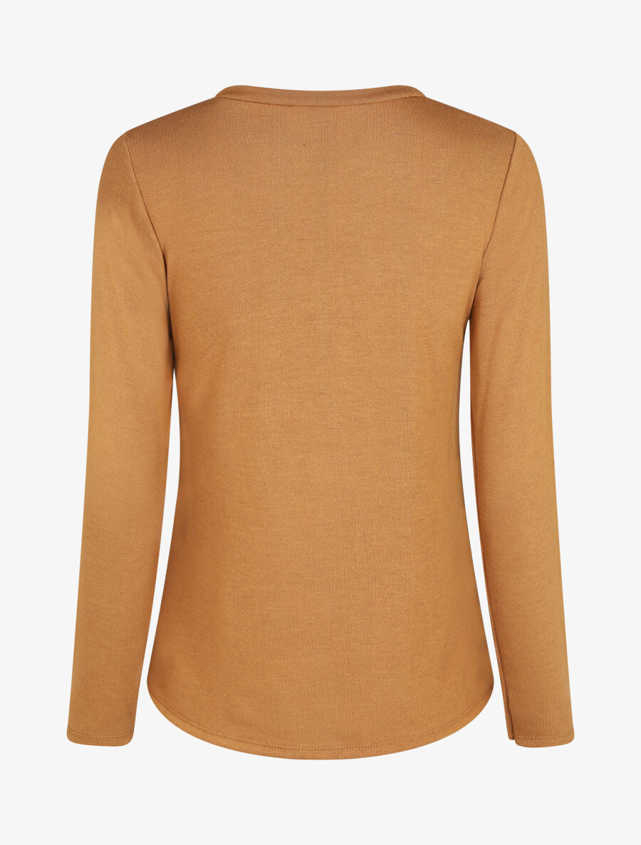 Pull droit bicolore à bords asymétrique - Camel - 2