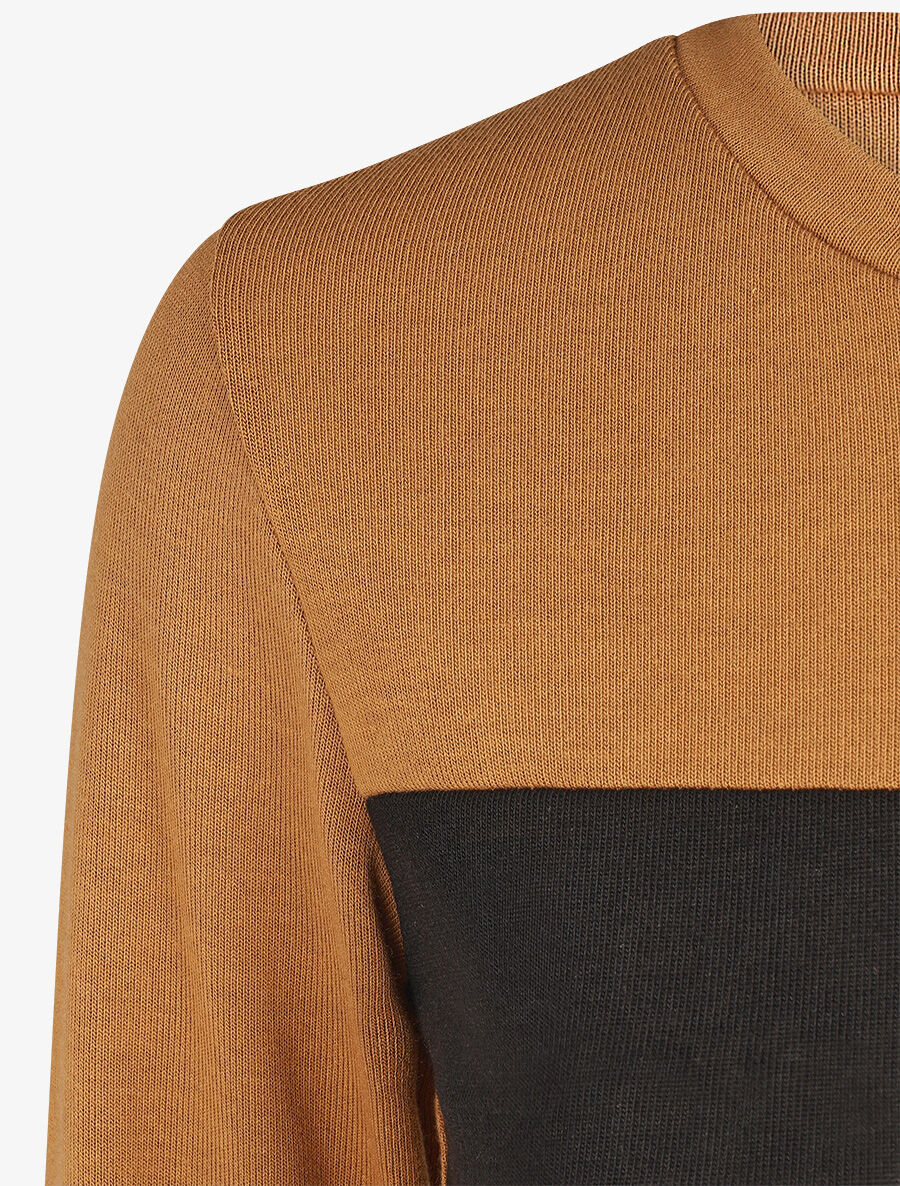Pull droit bicolore à bords asymétrique - Camel - 3