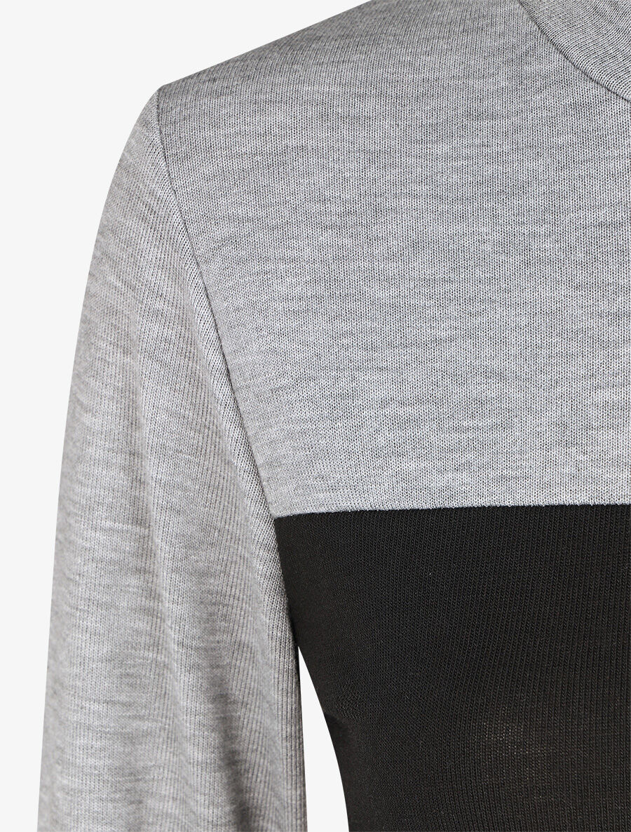 Pull droit bicolore à bords asymétrique - Gris - 3