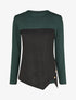 Pull droit bicolore à bords asymétrique - Vert foncé - 1