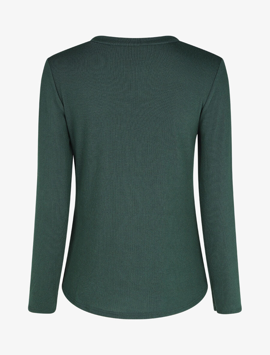 Pull droit bicolore à bords asymétrique - Vert foncé - 2