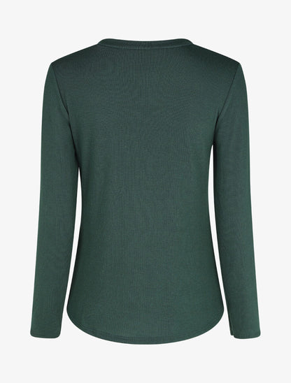 Pull droit bicolore à bords asymétrique - Vert foncé - 2