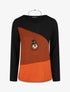 Pull fin graphique coupe droite - Marron - 1