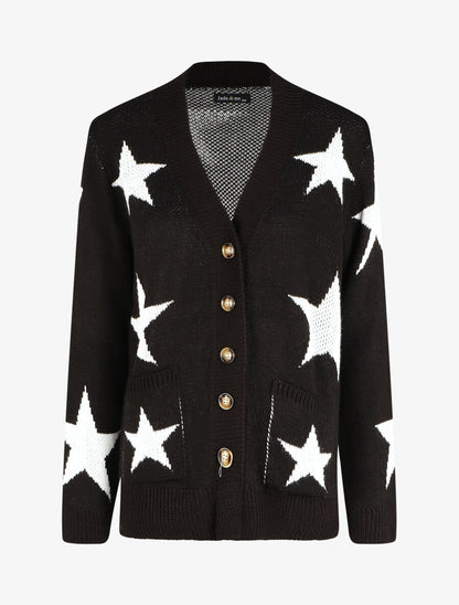 Gilet droit motif étoiles - Noir - 4