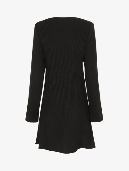 Gilet mi-long col cascade - Noir - 2