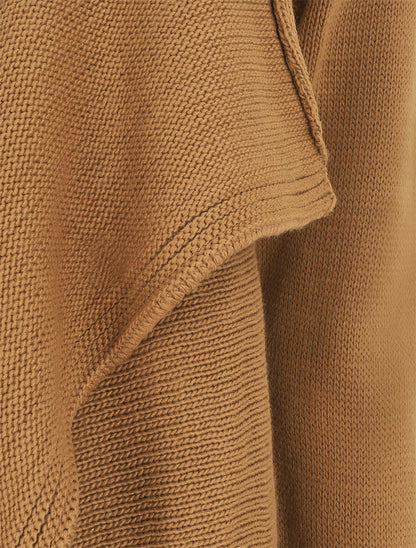 Gilet mi-long col cascade - Camel - 3