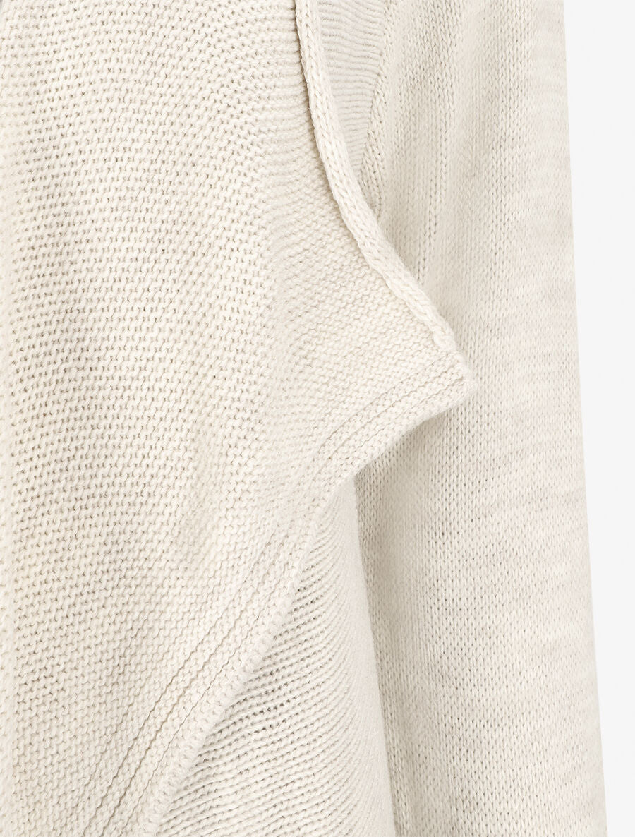 Gilet mi-long col cascade - Beige - 3