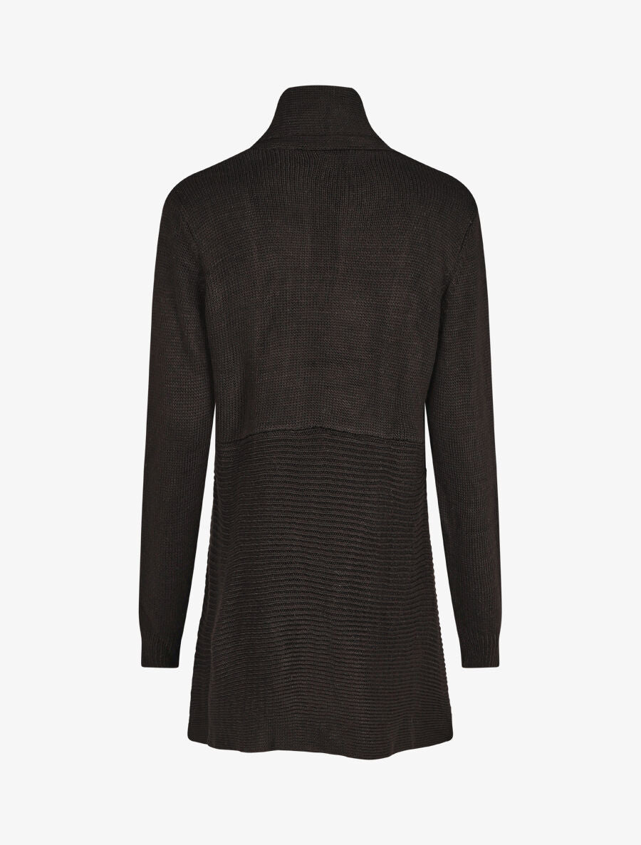 Gilet mi-long col châle - Noir - 2