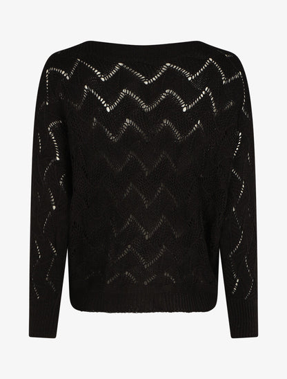 Pull loose col bateau - Noir - 2