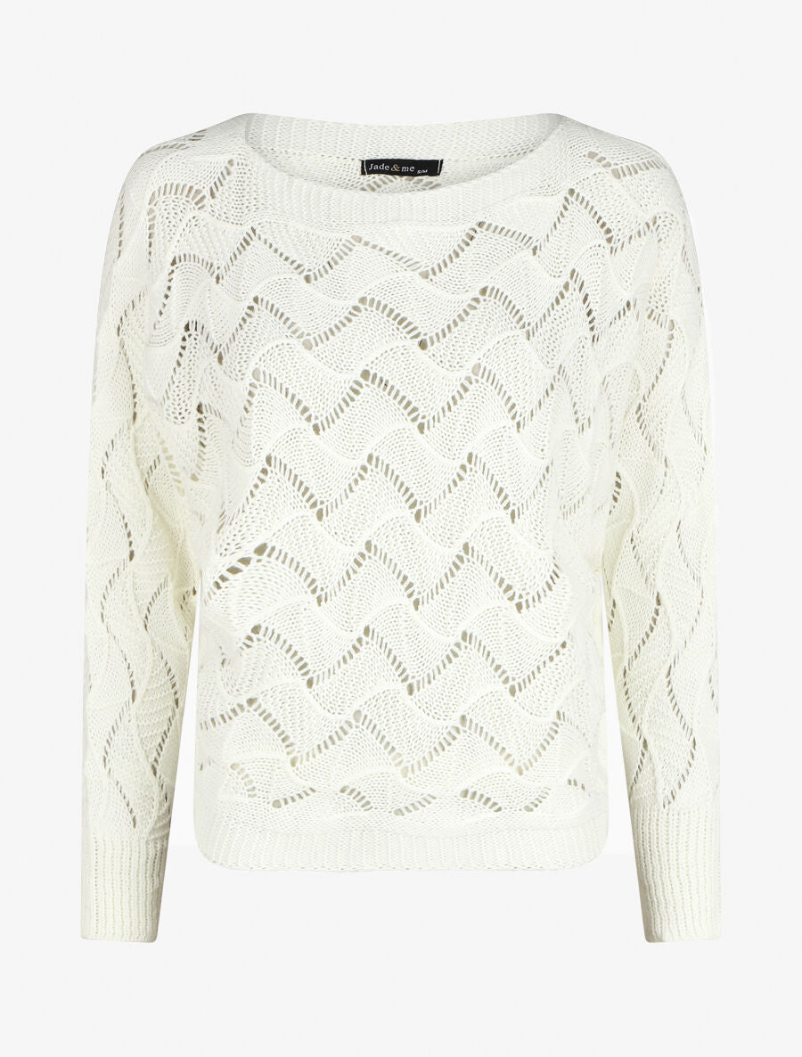 Pull loose col bateau - Blanc - 1