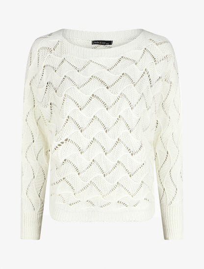 Pull loose col bateau - Blanc - 1