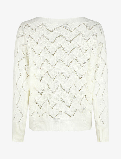 Pull loose col bateau - Blanc - 2