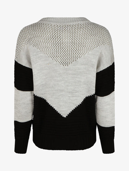 Pull droit à motif en V - Noir - 2
