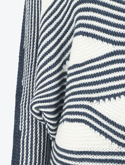 Pull ample à motif rayé fantaisie - Bleu - 3
