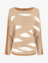 Pull ample à motif rayé fantaisie - Camel - 1