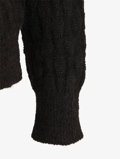 Pull droit maille fantaisie - Noir - 3