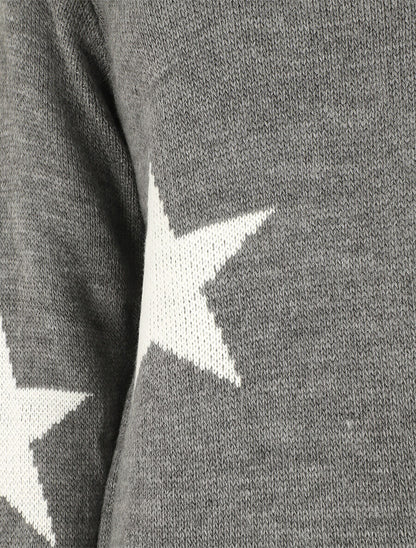 Pull droit motif étoiles - Gris foncé - 3