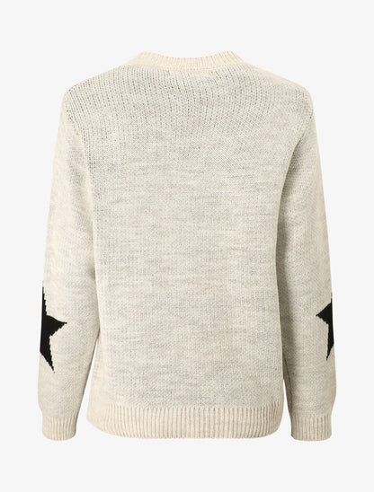 Pull droit motif étoiles - Beige - 2