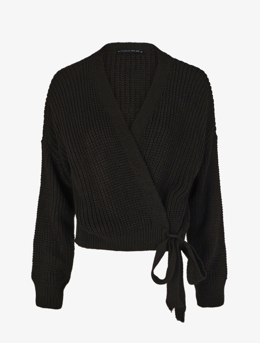 Pull cache-coeur loose uni - Noir - 1