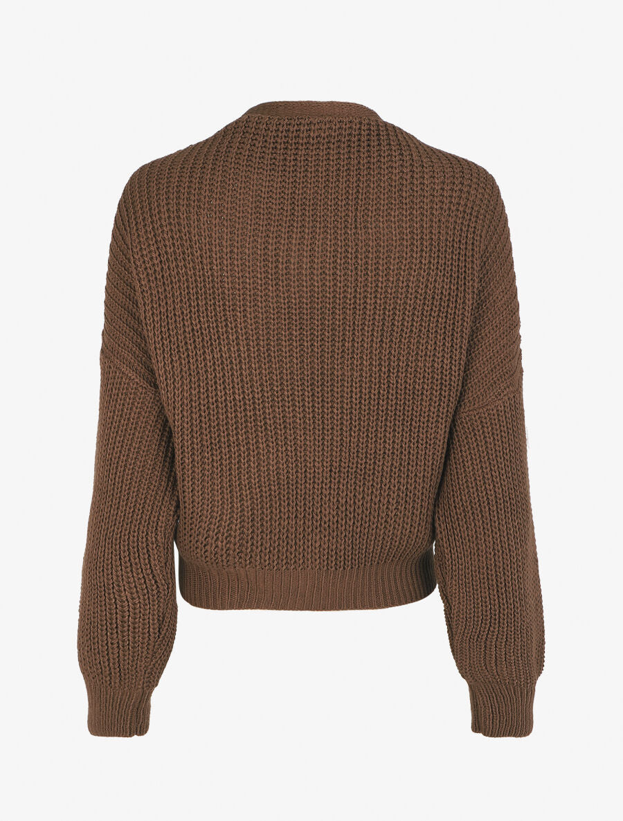 Pull cache-coeur loose uni - Marron - 2