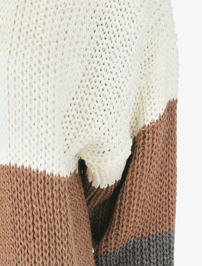 Gilet long et droit motif rayé - Blanc/gris - 3
