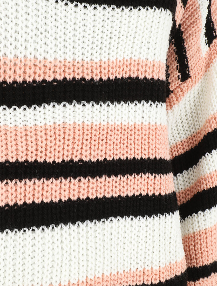 Pull loose à rayures - Rose - 3