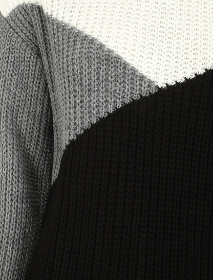 Pull droit graphique à col bateau - Noir/gris - 3