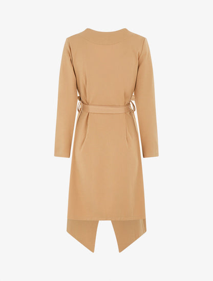 Veste longue ceinturée - Camel - 2