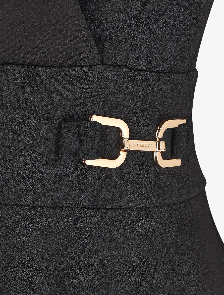 Robe patineuse courte sans manches - Noir - 3