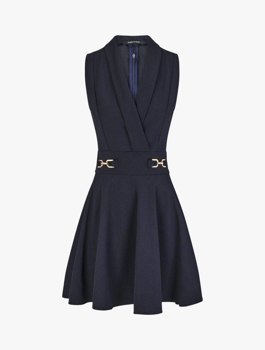 Robe patineuse courte sans manches - Marine - 4