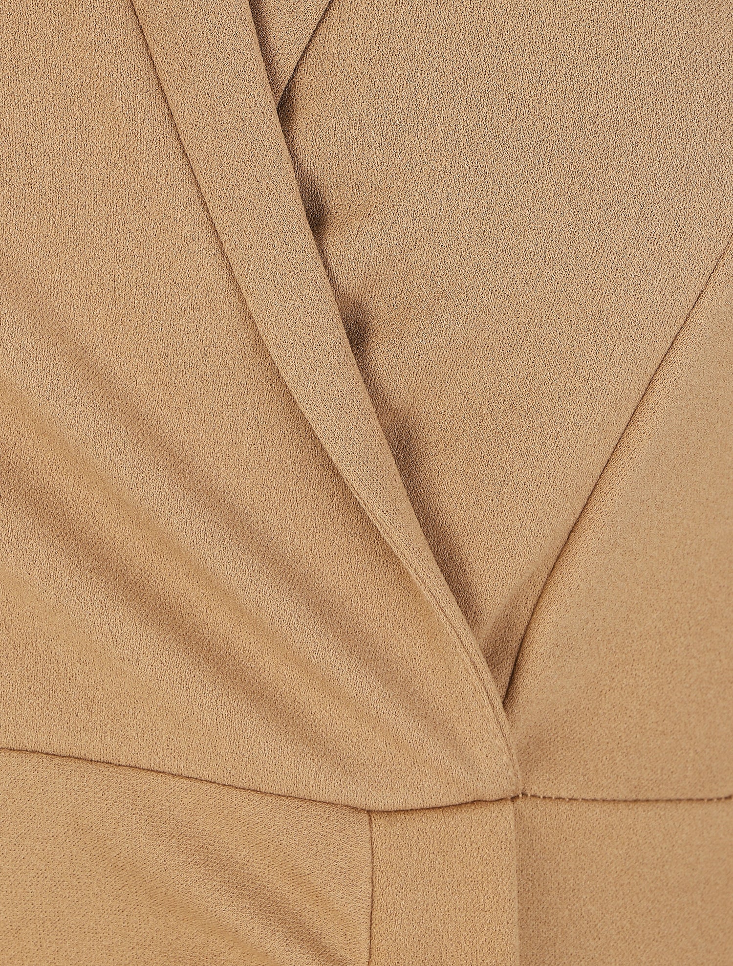Robe courte drapée à manches longues - Camel - 3