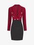 Robe courte col cache-coeur boutonné - Bordeaux - 1