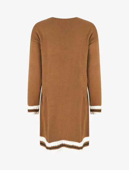 Gilet long coupe droite - Camel - 2