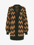 Gilet oversize mi-long motif zigzag - Camel/noir - 4