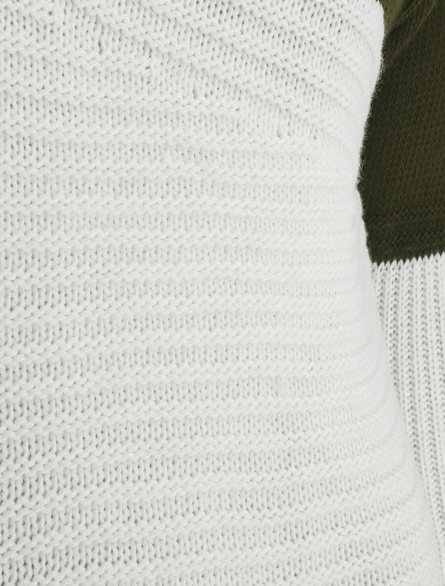 Pull droit texturé col bateau - Kaki - 3