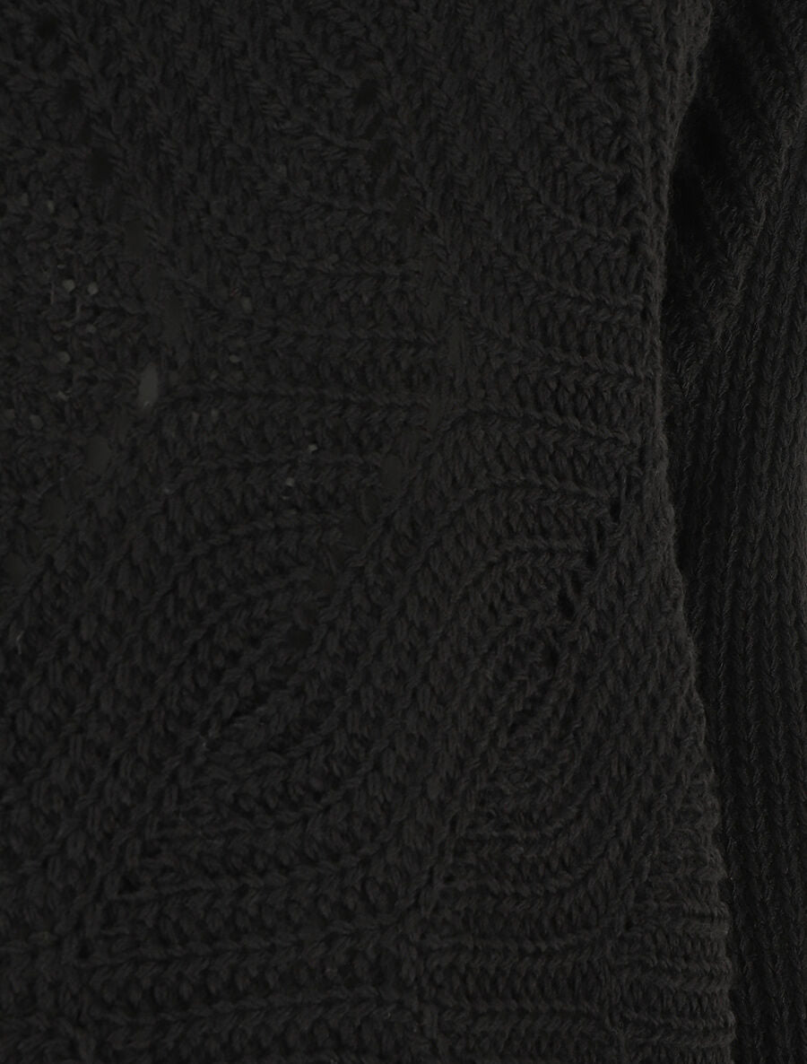 Pull ample uni maille fantaisie - Noir - 3