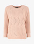 Pull ample uni maille fantaisie - Rose - 1