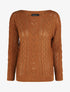 Pull droit uni col bateau - Camel - 4