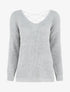 Pull droit col V dos en crochet - Gris clair - 1