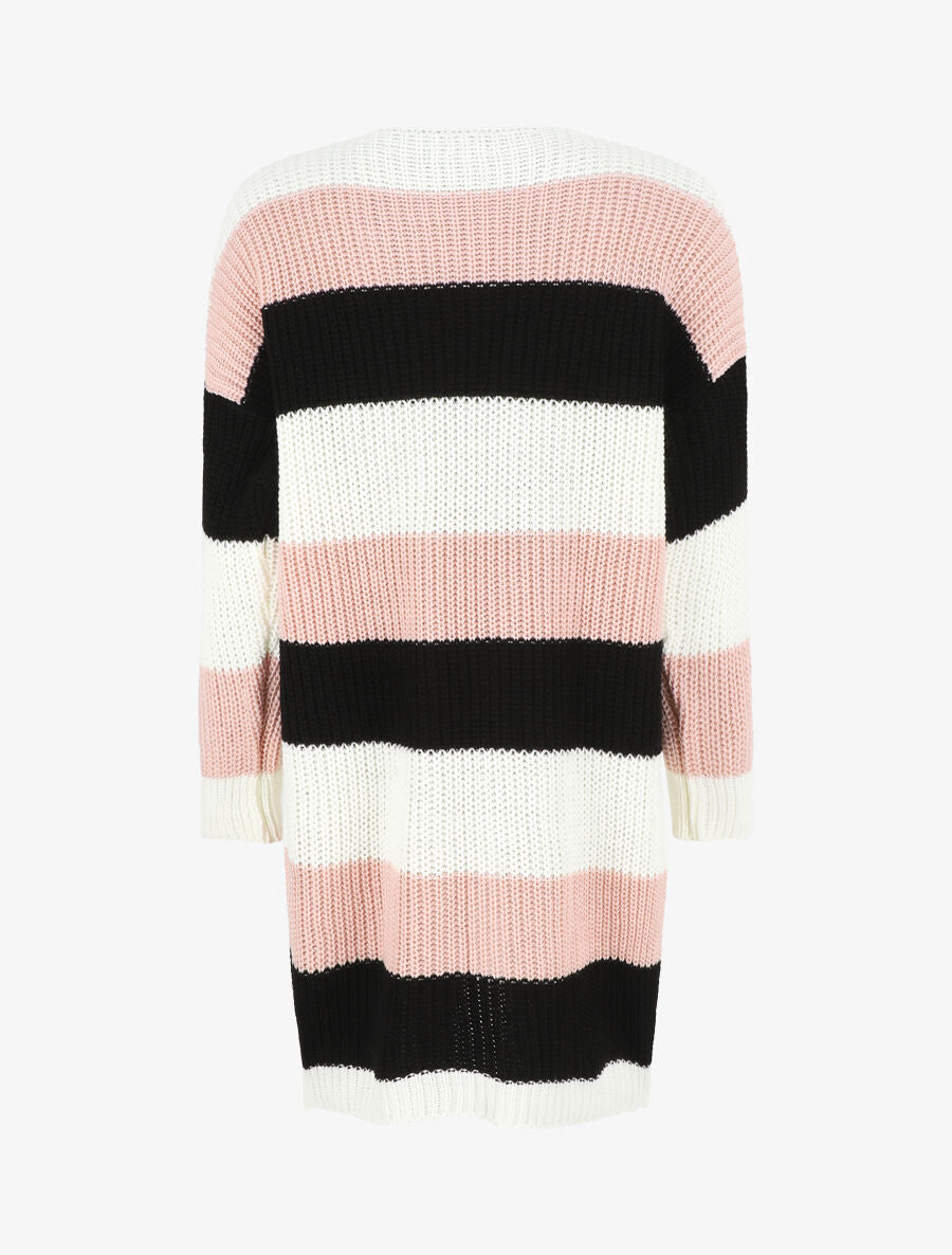 Gilet long rayé - Rose - 2